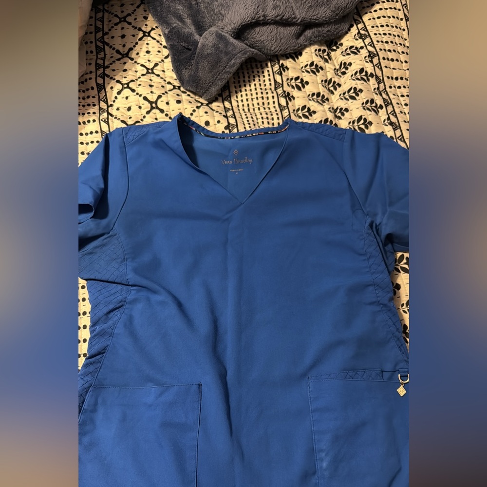 Vera Bradley Royal Blue V-Neck Scrub Top